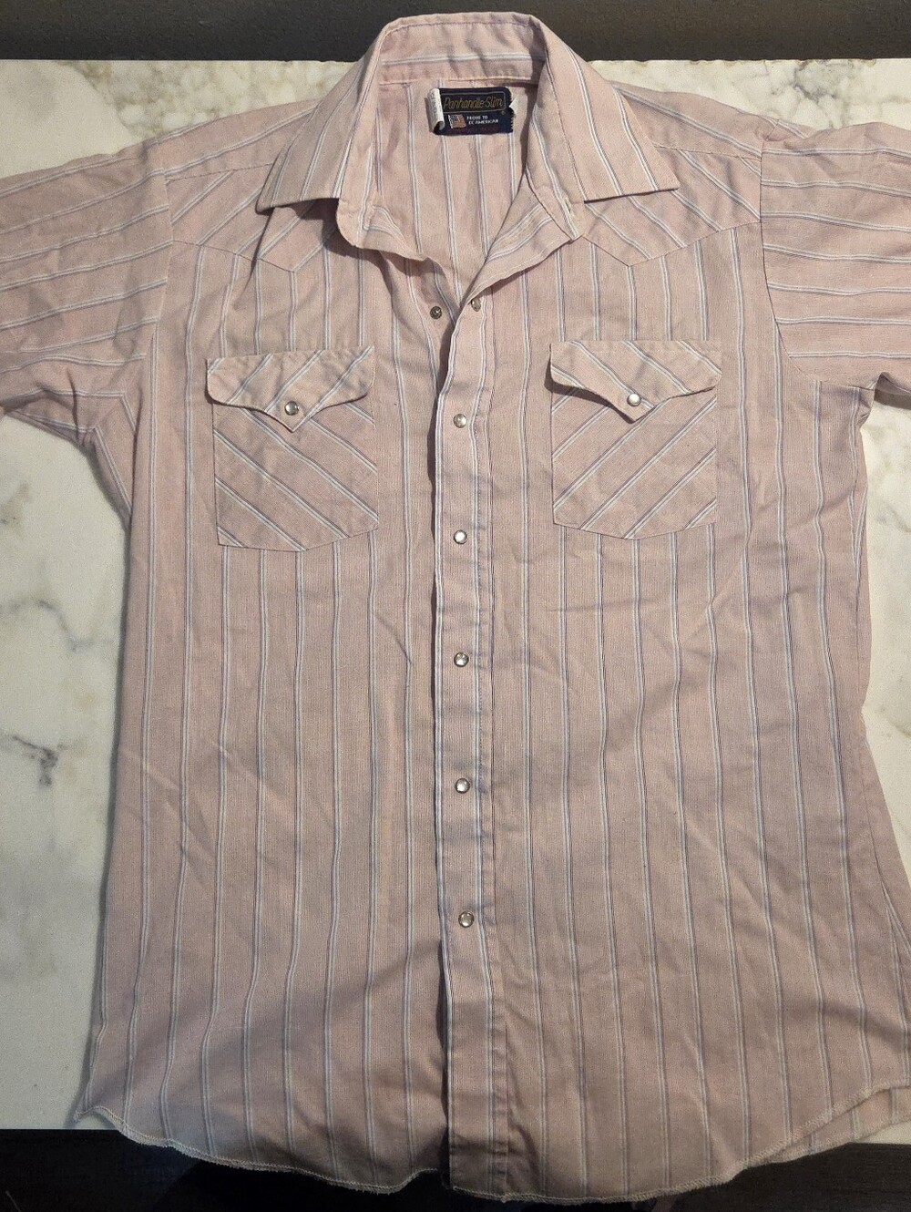 Panhandle Slim Men's Light Pink Striped Western Button-Down Shirt - 16